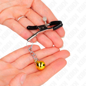 KINK - MORSETTI PER CAPEZZOLI CON PENDENTE JINGLE BELL ORO 6 CM - immagine 3