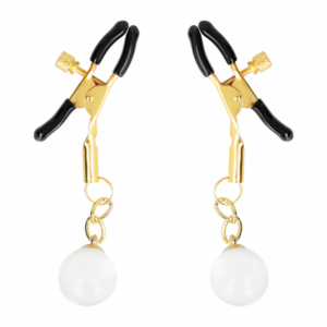 KINK - MORSETTI PER CAPEZZOLI CON PERLINE DI VETRO ORO 6 CM - immagine 2