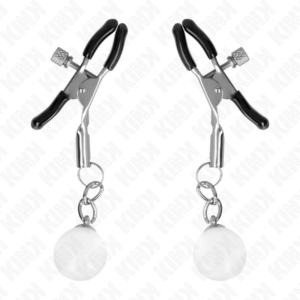 KINK - MORSETTI PER CAPEZZOLI PERLINE DI VETRO ARGENTO 6 CM - immagine 2