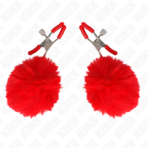 KINK - PINZA PER CAPEZZOLI CON SFERA IN ECOPELLICCIA ROSSO 6 CM - immagine 2