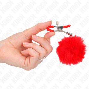 KINK - PINZA PER CAPEZZOLI CON SFERA IN ECOPELLICCIA ROSSO 6 CM - immagine 4