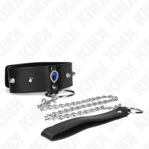 KINK - COLLANA 65 CM CON CINTURINO CON DIAMANTI BLU REGOLABILE 36-43 CM X 5 CM - immagine 4