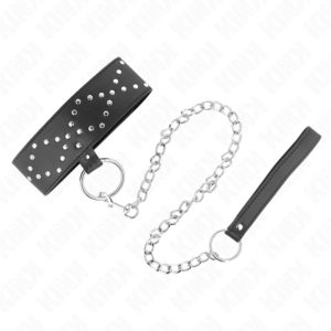 KINK - COLLANA 65 CM CON GUINZAGLIO CON BORCHIE ARGENTO MODELLO 3 REGOLABILE 36-43 CM X 5 CM - immagine 2