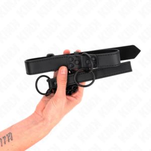 KINK - COLLARE CON GUINZAGLIO SCURO 65 CM REGOLABILE 37-54 CM X 3 CM - immagine 5