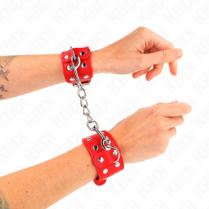 KINK - BRACCIALI CON DOPPIA LINEA DI BORCHIE REGOLABILI ROSSO - immagine 3