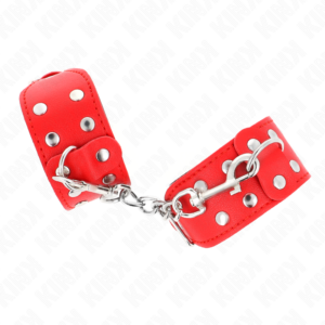 KINK - BRACCIALI CON DOPPIA LINEA DI BORCHIE REGOLABILI ROSSO - immagine 2