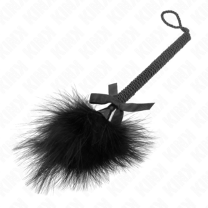 KINK - BACCHETTA IN CORDA DI NYLON CON PIUME TICKLE E FIOCCO NERO 25 CM - immagine 4