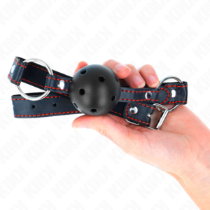 KINK - BALL GAG HOLLOW HARD NERO MODELLO 2 65 x 2,5 CM - immagine 3