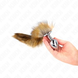 KINK - PLUG ANALE MISURA L 10 X 4 CM CON CODA SINTETICA 40 CM MARRONE - immagine 3