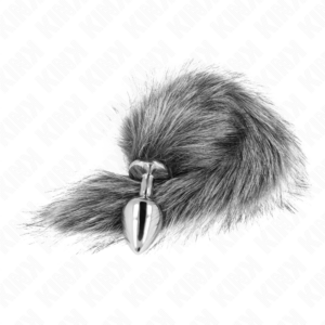 KINK - PLUG ANALE MISURA M 8 X 3,5 CM CON CODA SINTETICA 40 CM GRIGIO - immagine 2