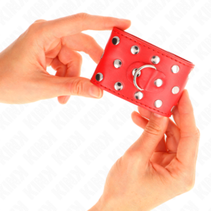 KINK - RESISTENZA DA POLSO CON CHIUSURA A SCATTO COMPLETA DI RIVETTI ROSSO REGOLABILE 19-24 CM X 5,5 CM - immagine 3