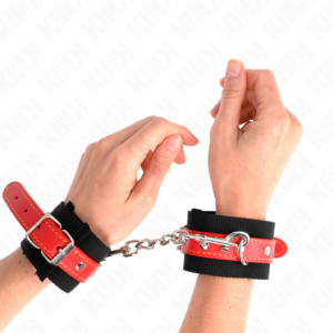KINK - RESISTENZA DA POLSO IN NYLON NERO CON SIMILPELLE ROSSO REGOLABILE 19-24 CM X 5,5 CM - immagine 4