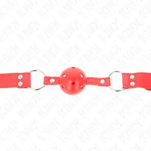 KINK - BALL GAG COMPLETO ROSSO CAVO DURO 62 x 2 CM - immagine 3