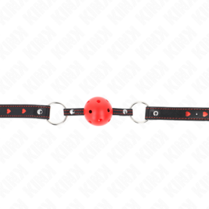 KINK - BALL GAG HOLLOW HARD ROSSO MODELLO 2 65 x 2,5 CM - immagine 3