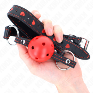 KINK - BALL GAG HOLLOW HARD ROSSO MODELLO 2 65 x 2,5 CM - immagine 4