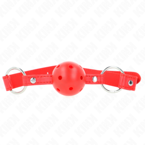 KINK - BAVAGLIO SFERA TRASPIRANTE 4 CM CON DOPPIO RIVETTO MODELLO 1 ROSSO 62,5 x 2,5 CM REGOLABILE 42-58 CM - immagine 3