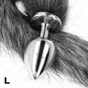 KINK - PLUG ANALE MISURA L 10 X 4 CM CON CODA SINTETICA 40 CM GRIGIO - immagine 3