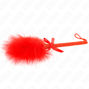 KINK - BACCHETTA IN CORDA DI NYLON CON PIUME TICKLE E FIOCCO ROSSO 25 CM - immagine 4