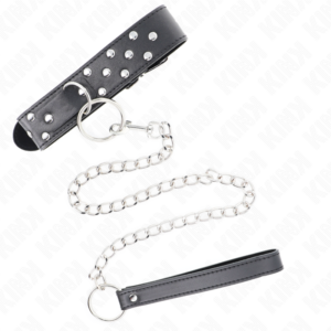 KINK - COLLANA CON CINTURINO AD ANELLO RIVETTO CON CINTURA 65 CM NERO REGOLABILE 36-50 CM X 3,8 CM - immagine 4