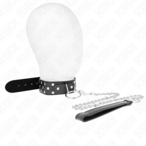 KINK - COLLANA CON CINTURINO AD ANELLO RIVETTO CON CINTURA 65 CM NERO REGOLABILE 36-50 CM X 3,8 CM - immagine 3