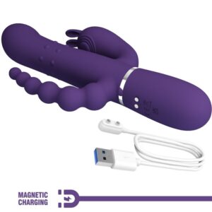 PRETTY LOVE - CAMMY VIBRATORE TRIPLO MULTIFUNZIONE 4 IN 1 VIOLA - immagine 8
