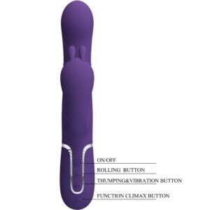 PRETTY LOVE - CAMMY VIBRATORE TRIPLO MULTIFUNZIONE 4 IN 1 VIOLA - immagine 6