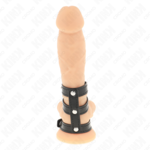 KINK - ANELLO PER PENE IN PELLE TRIPLA CON CHIUSURA A PRESSIONE - immagine 2