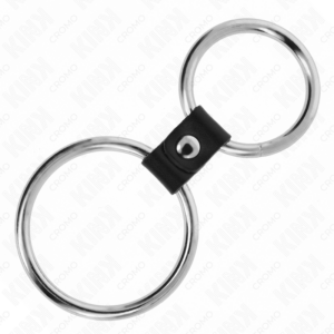KINK - DOPPIO ANELLO PER PENE IN METALLO DA 3,7 CM A 5 CM COLLEGATO CON CINTURINO IN PELLE MODELLO 1 - immagine 4
