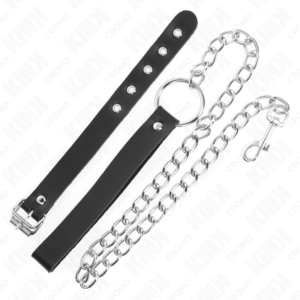 KINK - ANELLO PER PENE IN PELLE CON CINGHIA 21,5 X 2 CM E CATENA IN METALLO 60 CM - immagine 3