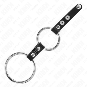 KINK - DOPPIO ANELLO PER PENE DA 3,8 CM A 5 CM COLLEGATO DA PELLE - immagine 3