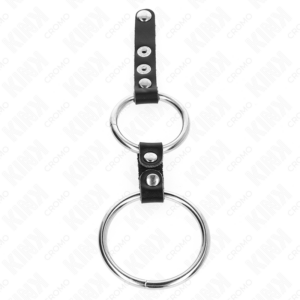KINK - DOPPIO ANELLO PER PENE DA 3,8 CM A 5 CM COLLEGATO DA PELLE - immagine 4