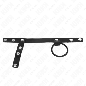 KINK - ANELLO PER PENE IN SILICONE 3,8 CM CON DIVISORE PER PALLINE E CINTURINO IN PELLE 22 X 1,5 CM - immagine 3