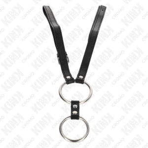 KINK - DOPPIO ANELLO PER PENE IN METALLO DA 3,8 CM A 5 CM CON CINTURA IN PELLE 112 CM - immagine 3