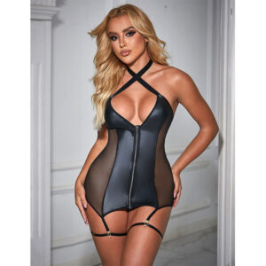 SUBBLIME - 954451 ABITO SEXY IN RETE PELLE NERO L/XL - immagine 9
