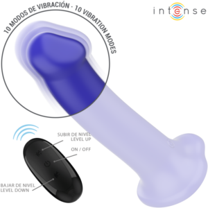 INTENSE - VIBRATORE VICTORIA CON VENTOSA 10 VIBRAZIONI BLU SCURO TELECOMANDO - immagine 3