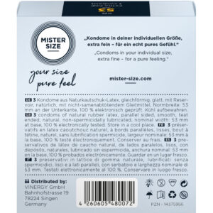 MISTER SIZE - PRESERVATIVO TAGLIA M 53 MM (3 UNITÀ) - immagine 3