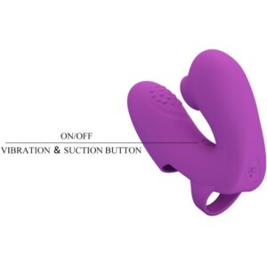 PRETTY LOVE - VIBRATORE DA DITA ATHENA CON STIMOLATORE CLITORIDEO VIOLA - immagine 5