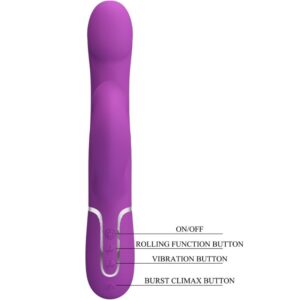 PRETTY LOVE - VIBRATORE E STIMOLATORE MULTIFUNZIONE 4 IN 1 VIOLA - immagine 4