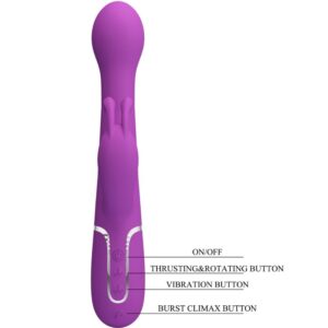 PRETTY LOVE - DEJON 3 IN 1 MULTIFUNZIONE VIBRATORE CONIGLIO VIOLA - immagine 6