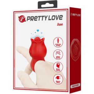 PRETTY LOVE - VIBRATORE A DITA A FORMA DI ROSA JAE 10 VIBRAZIONI ROSSO - immagine 9