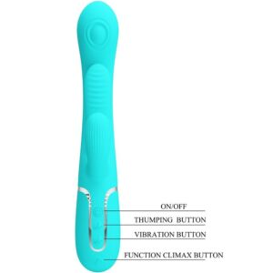 PRETTY LOVE - SHANIA TRIPLE RABBIT VIBRATORE MULTIFUNZIONE 3 IN 1 BLU - immagine 8