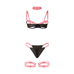 SUBBLIME - 955298 COMPLETO REGGISENO CON COLLANA E DETTAGLI GAMBA ROSA FLUO S/M - immagine 6