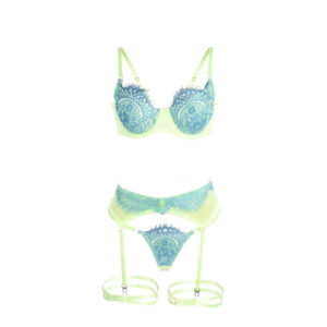 SUBBLIME - 955328 COMPLETO REGGISENO CON PIZZO E LINEE GIARRETRICI VERDE E BLU L/XL - immagine 7