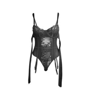 SUBBLIME - 955496 BODY IN PIZZO CON FIOCCHI E GIARRETTIERE NERO S/M - immagine 4