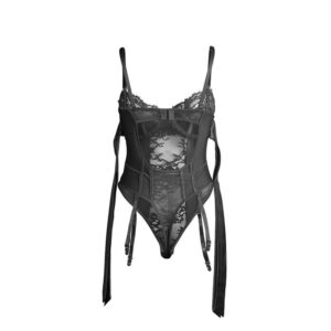 SUBBLIME - 955502 BODY IN PIZZO CON FIOCCHI E GIARRETTIERE NERO L/XL - immagine 5