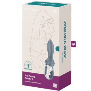 SATISFYER - AIR PUMP BOOTY 1 VIBRATORE ANALE GONFIABILE GRIGIO - immagine 6