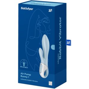 SATISFYER - AIR PUMP BUNNY 1 VIBRATORE GONFIABILE CONIGLIO BLU - immagine 6