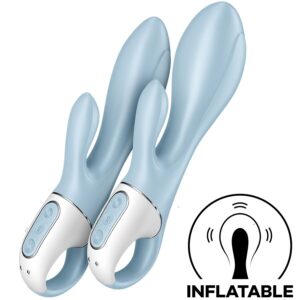 SATISFYER - AIR PUMP BUNNY 1 VIBRATORE GONFIABILE CONIGLIO BLU - immagine 2