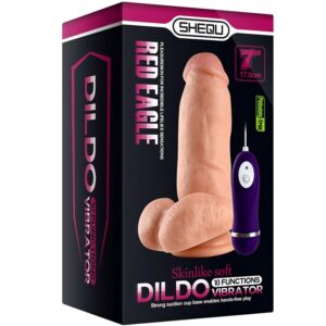 SHEQU - DILDO VIBRATORE AQUILA ROSSA CON TELECOMANDO 17 CM - immagine 7