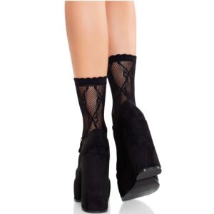 LEG AVENUE - CALZINI IN PIZZO CON FIOCCO IN PIZZO NERO - immagine 2